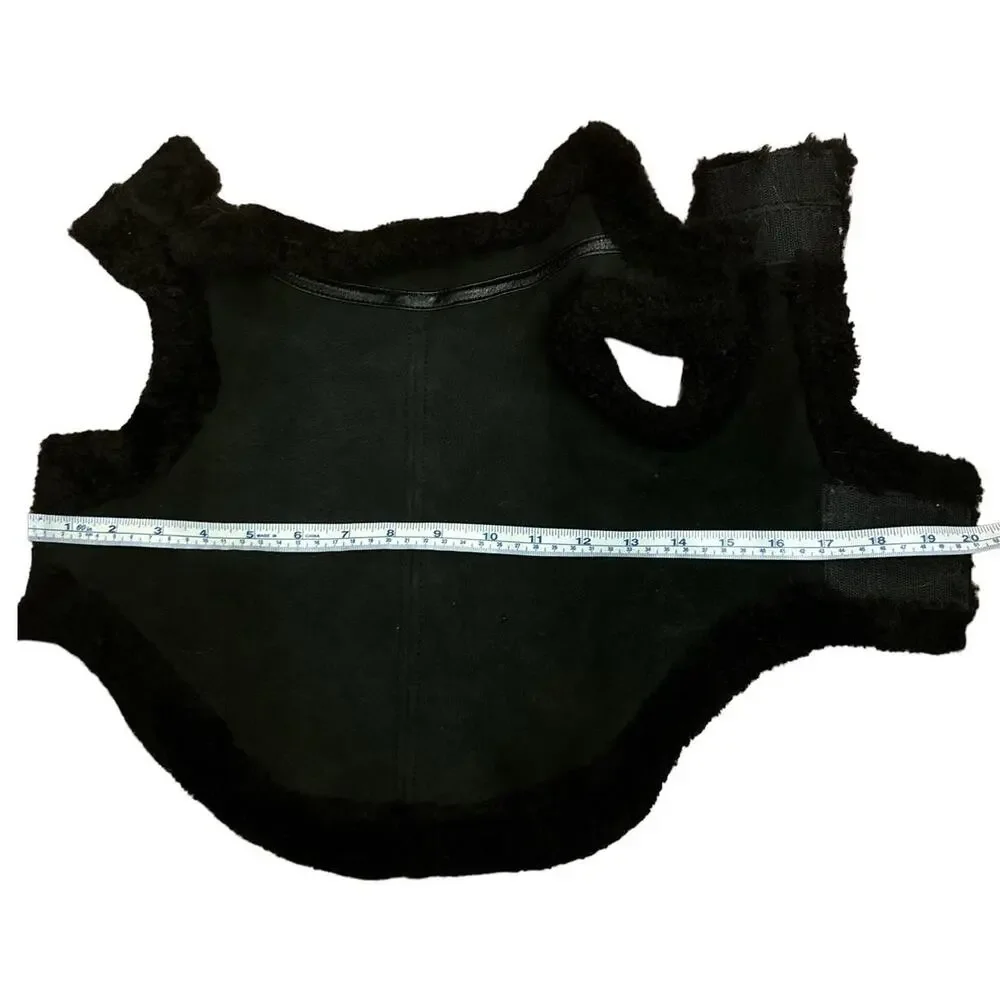 Donald Pliner Friends of baby Doll Pliner suede black sherpa dog coat size M